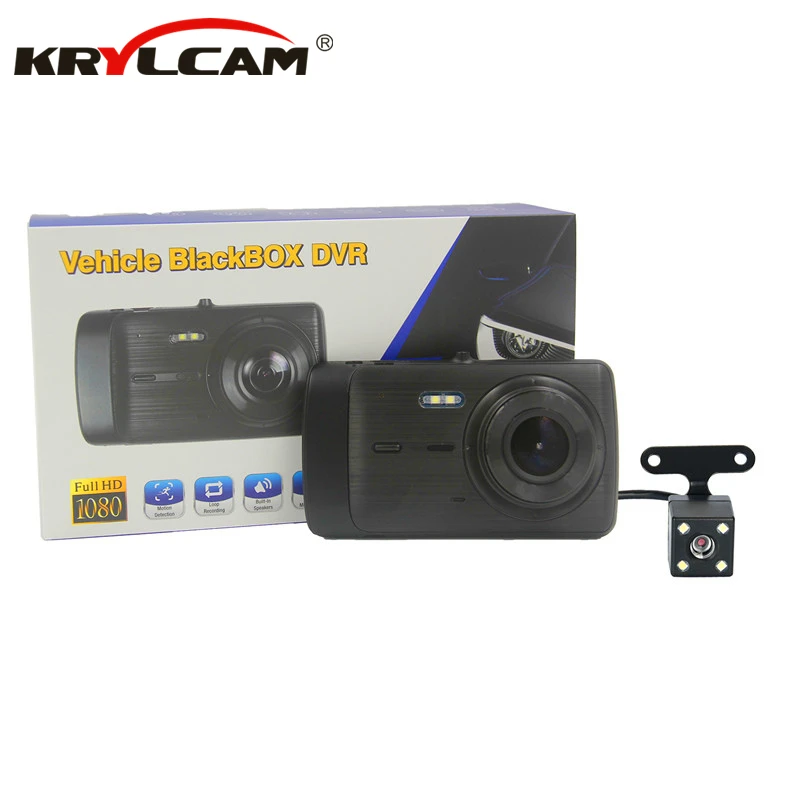 Krylcam X402 4 &quotDVR Dash камера с двумя объективами сенсорный экран ночное видение
