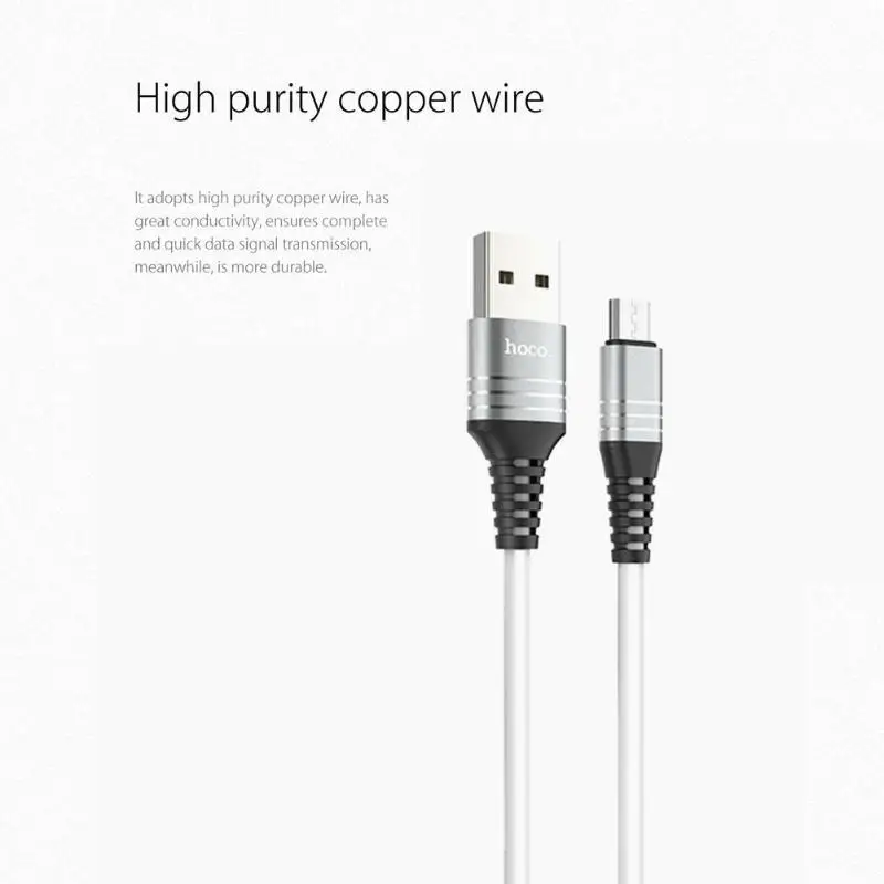 HOCO U46 Силиконовый Micro USB кабель для быстрой зарядки и синхронизации данных для телефонов Android для huawei Xiaomi USB кабель для зарядного устройства