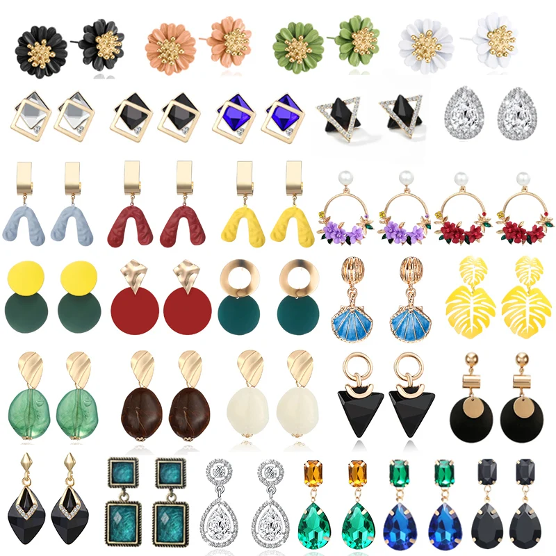 Женские серьги с круглым цветком Сережка гвоздик геометрическим узором со