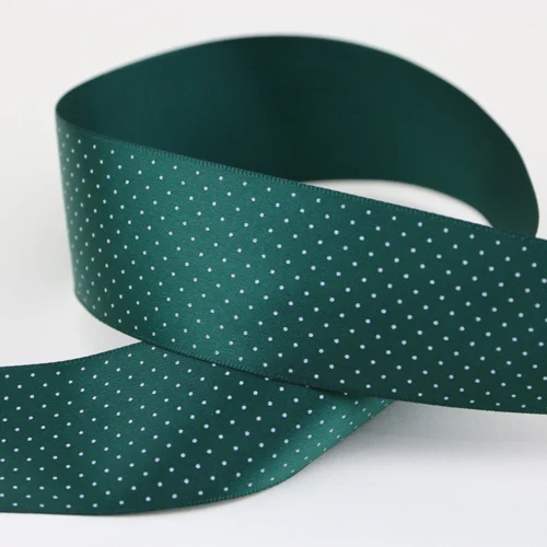 Dark green 40 мм шелковая атласная лента в горошек печатные ленты с точками Сделай Сам ручной работы Свадебная вечеринка Декор подарочная упаковка рождественские принадлежности лента 2 метра - Цвет: Dark green