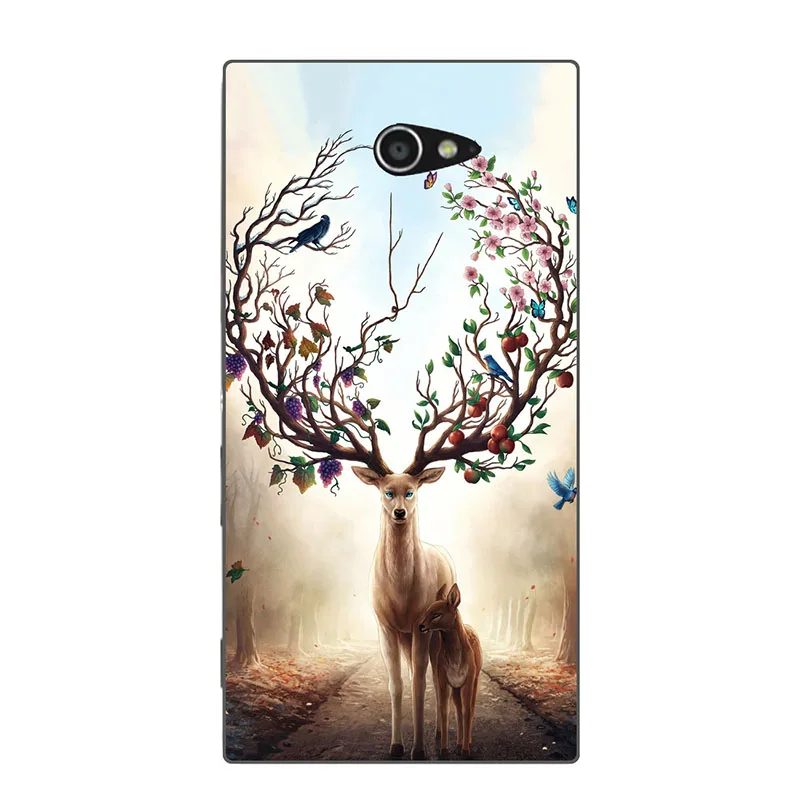 Окрашенный чехол для Sony Xperia M2 силиконовый мягкий из ТПУ S50H D2303 с изображением кота
