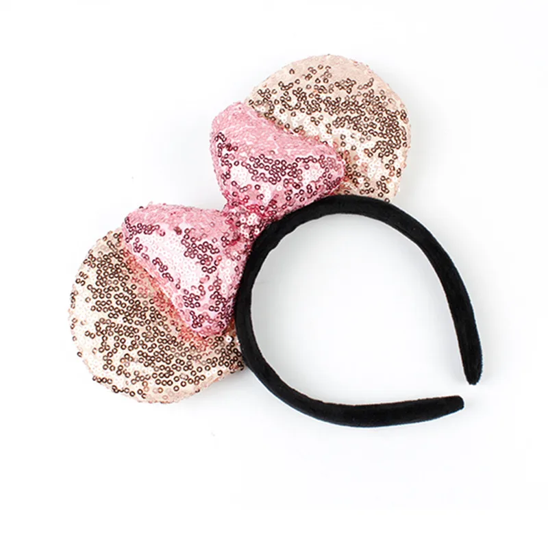 Высококачественная блестящая повязка на голову с Микки и Минни черные ушки