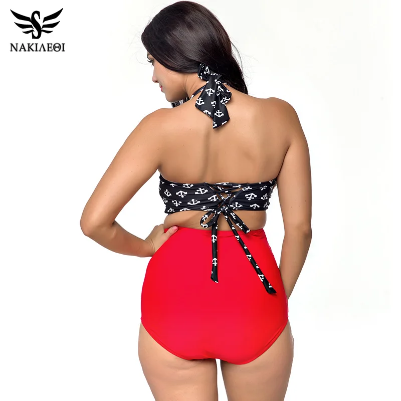 Женский винтажный купальник бикини с высокой талией L ~ 4XL|swimsuit plus|swimsuits large sizesswimsuit