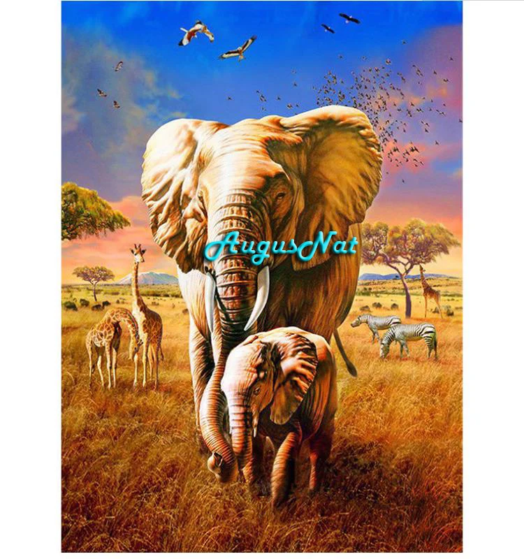 Алмазная живопись со слонами вышивка крестиком раздельная настенная картинка
