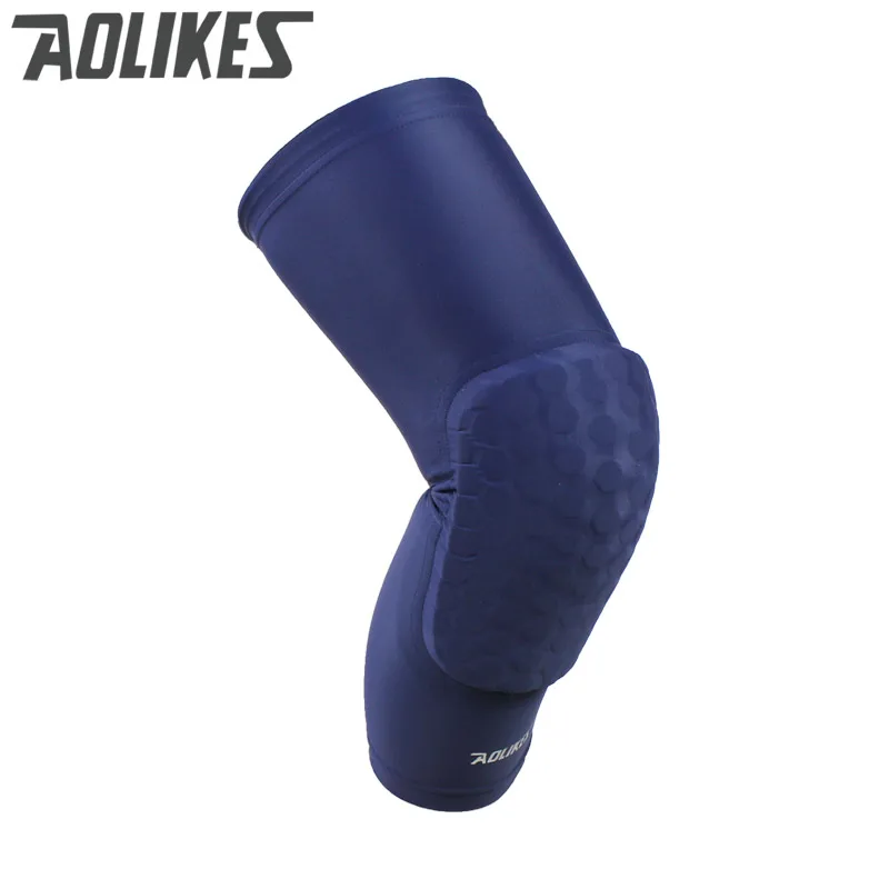 Aolikes 1 шт. сотовые спортивные защитные ленты волейбол баскетбольный наколенник Компрессионные носки наколенники бандаж защитные рукава - Цвет: Dark blue long