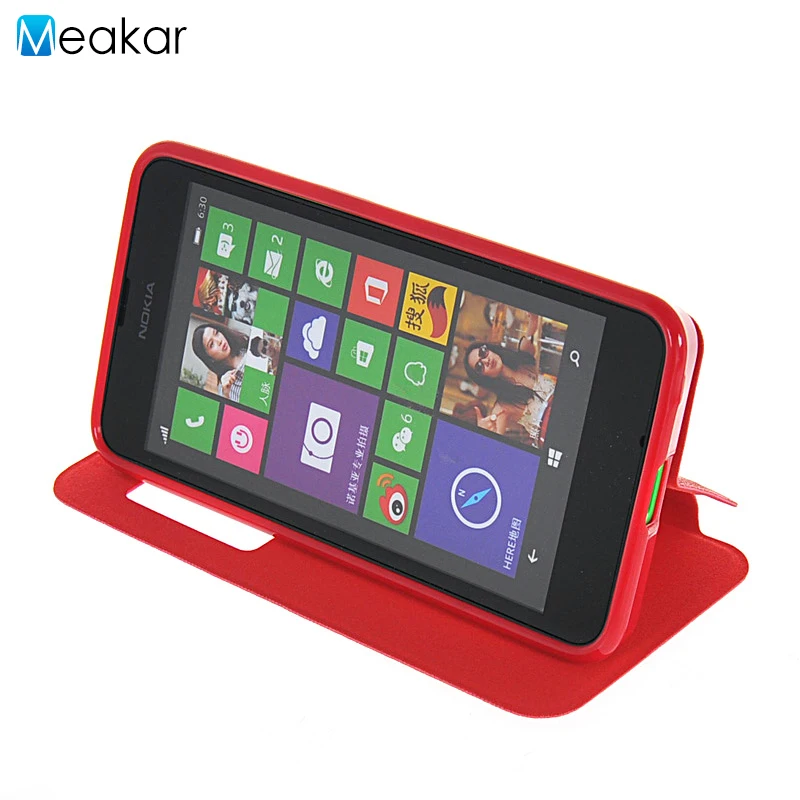 Окно с двойным представлением Флип кожаный 4.5для Nokia Lumia 630 чехол для microsoft задняя