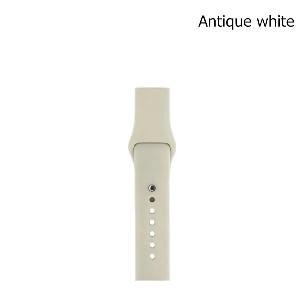 antique white Классический спортивный силиконовый ремешок для Apple Watch серии 5 4 3 2 мягкий сменный ремешок для iWatch 38 42 мм ремешок 40 44 мм браслет - Цвет ремешка: antique white
