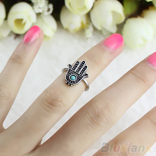 Женское серебряное кольцо Fatima Hamsa со сглаза для защиты|hand of fatima ring|silver womenring silver women