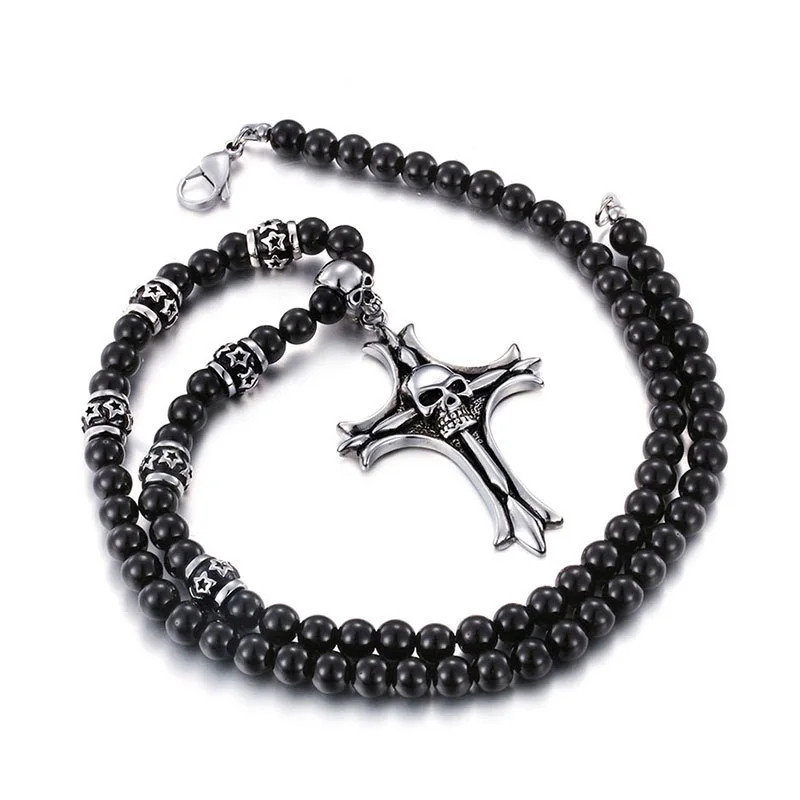 

New punk titanium steel lion head male pendant tide male beads necklace jewelry domineering tide necklace wholesale