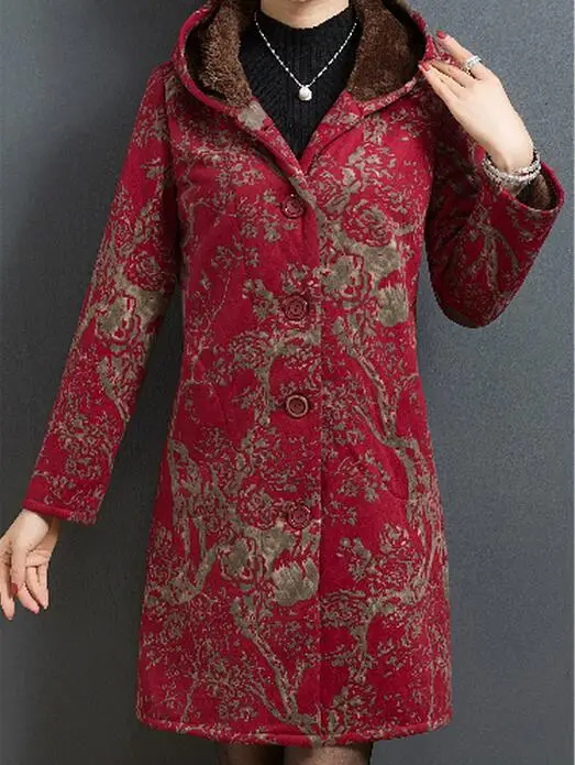 

XL-5XL Hot / Spring Women New Fashion Paragraph middle-aged fat mother grows in cotton coat