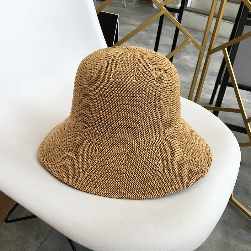New Women Sun Hats Simple Straw Hat Sunproof Summer Care Beach Cap Female Artistic Big Brim Caps Breathable Summer Ladies