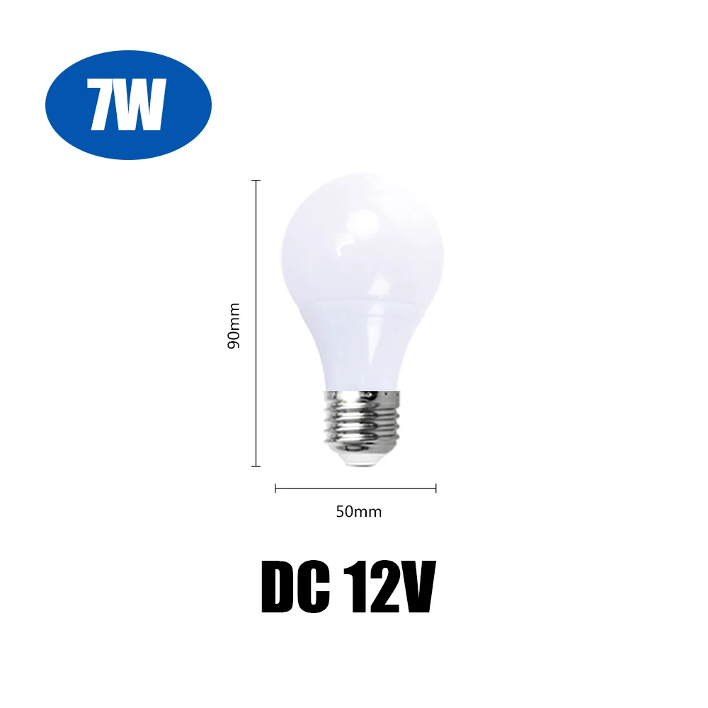7W E27 DC12V 5 шт./лот DC 12 В светодиодный светильник E27 лампы 3 Вт 5 Вт 7 Вт 9 Вт 12 Вт 15 Вт Bombilla для солнечной энергии светодиодный светильник 12 вольт лампа с низким напряжением - Испускаемый цвет: 7W E27 DC12V