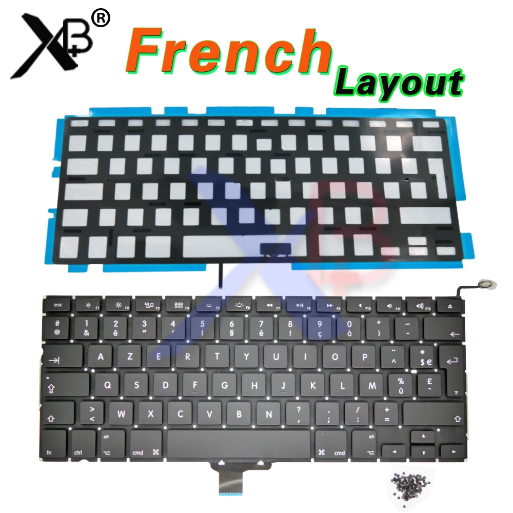 AZERTY FR Французская клавиатура/подсветка + 100 шт. винтов для клавиатуры MacBook Pro 13 3