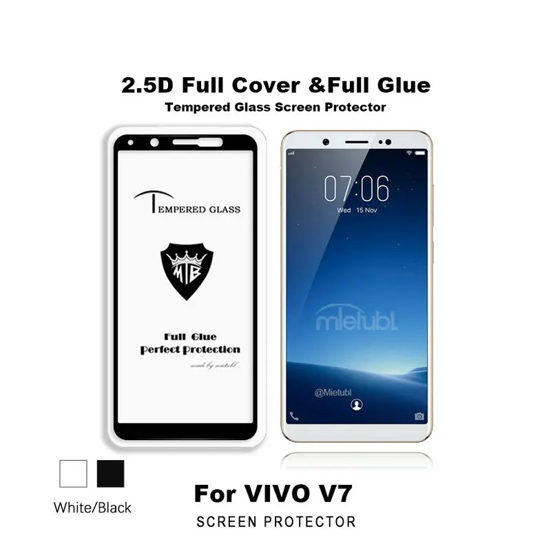 ДЛЯ vivo V7 Y75 полное покрытие AB клеевое закаленное стекло Защита для экрана Plus V7Plus +