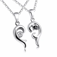 romantic heart lovers s pendant necklaces stainless steel inlaid cubic zirconia valentines promise men women jewelry gift