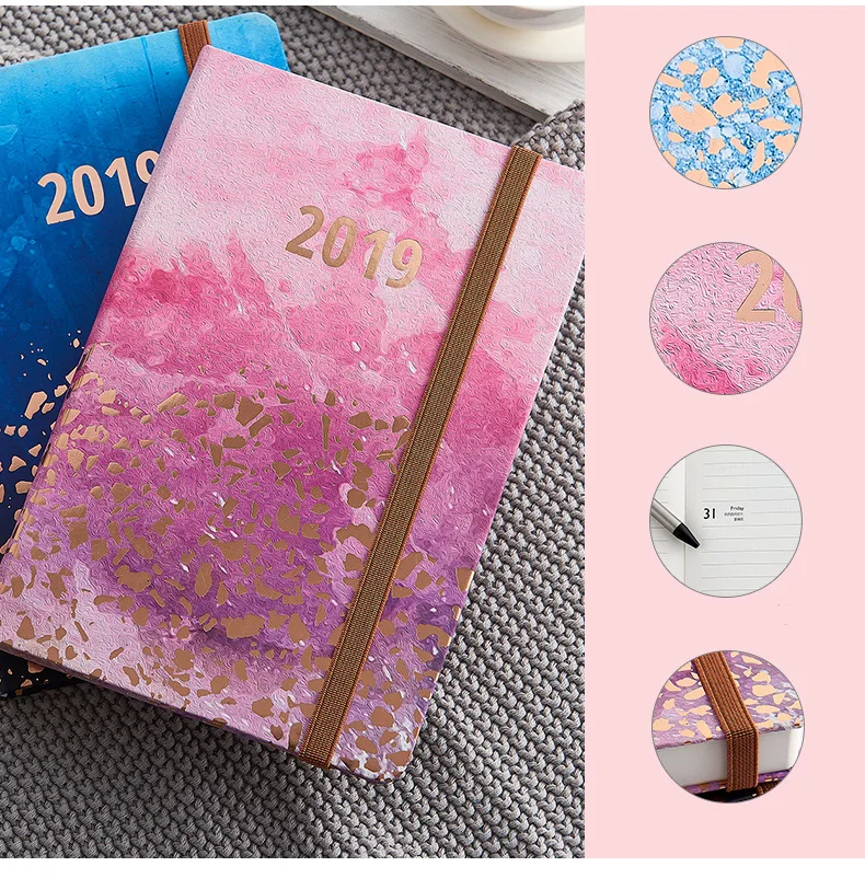 A5 kawaii еженедельно ежемесячно книга для дневника, списка дел тонкой блокнот с резинкой изящная золочение расписание, офисные школьные принадлежности, блокноты в планировщик