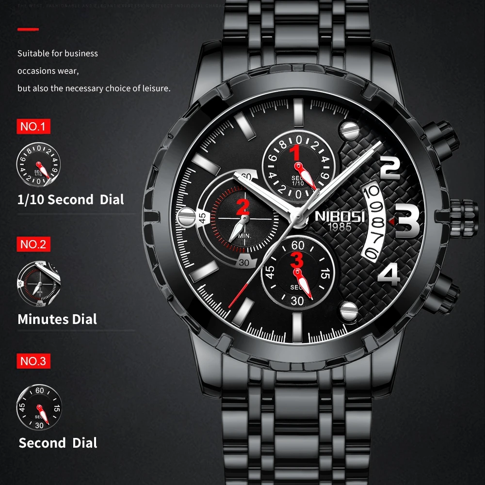 NIBOSI Reloj Hombre 2019 мужские часы лучший бренд класса люкс Хронограф Спортивные