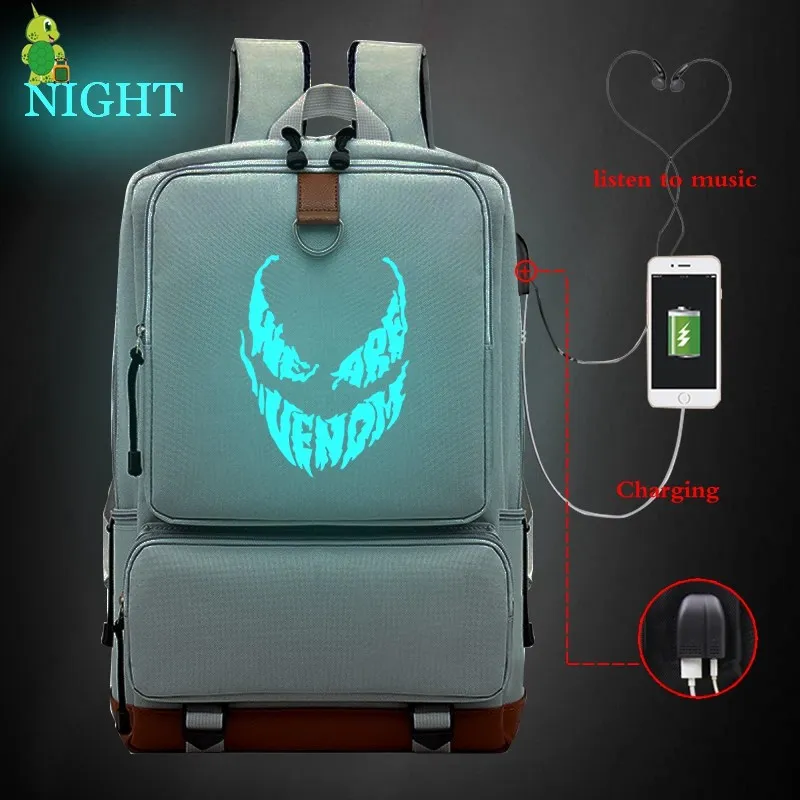 27 Рюкзак Venom Eddie Comics Hero с USB зарядкой, школьные сумки для подростков, светящийся женский и мужской рюкзак для ноутбука, большой рюкзак для путешествий - Цвет: 27