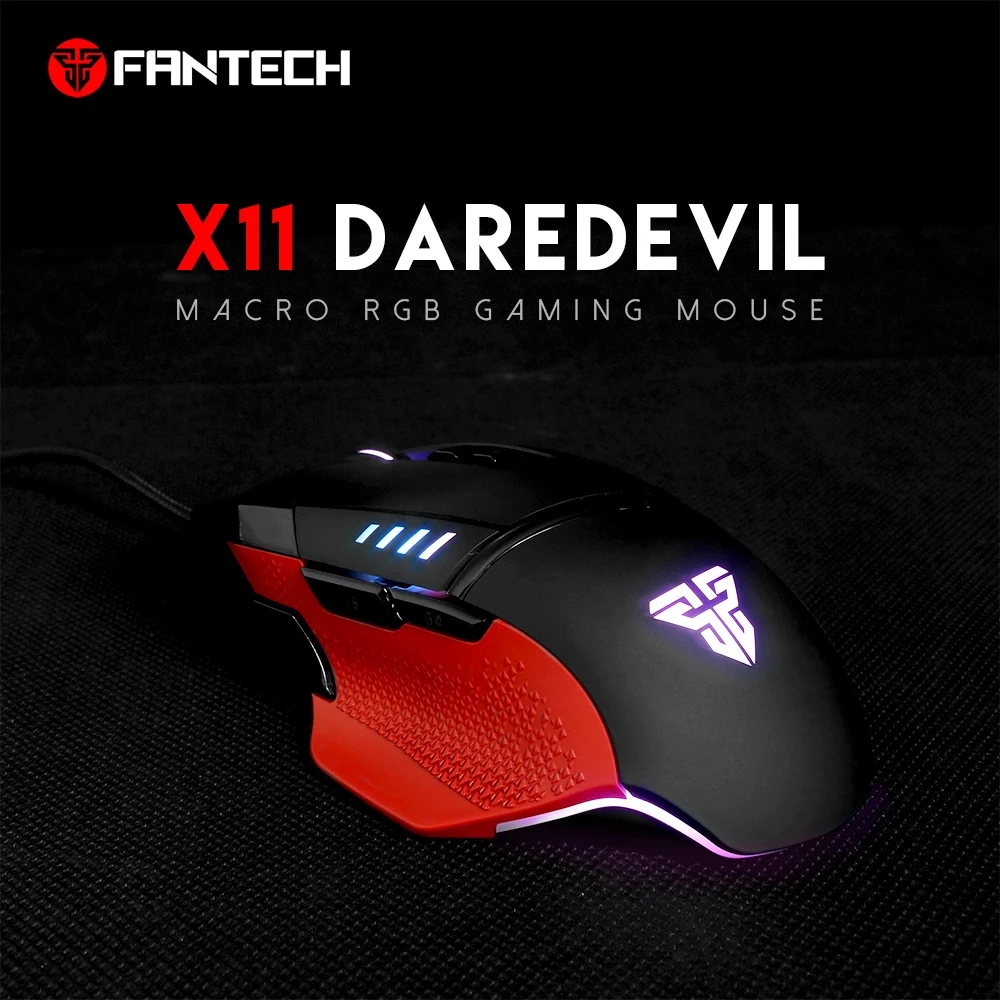 FANTECH X11 esports, профессиональная игровая мышь, светодиодный, четыре файла, 250-8000 dpi, настраиваемая, Макросъемка, мышь для геймера