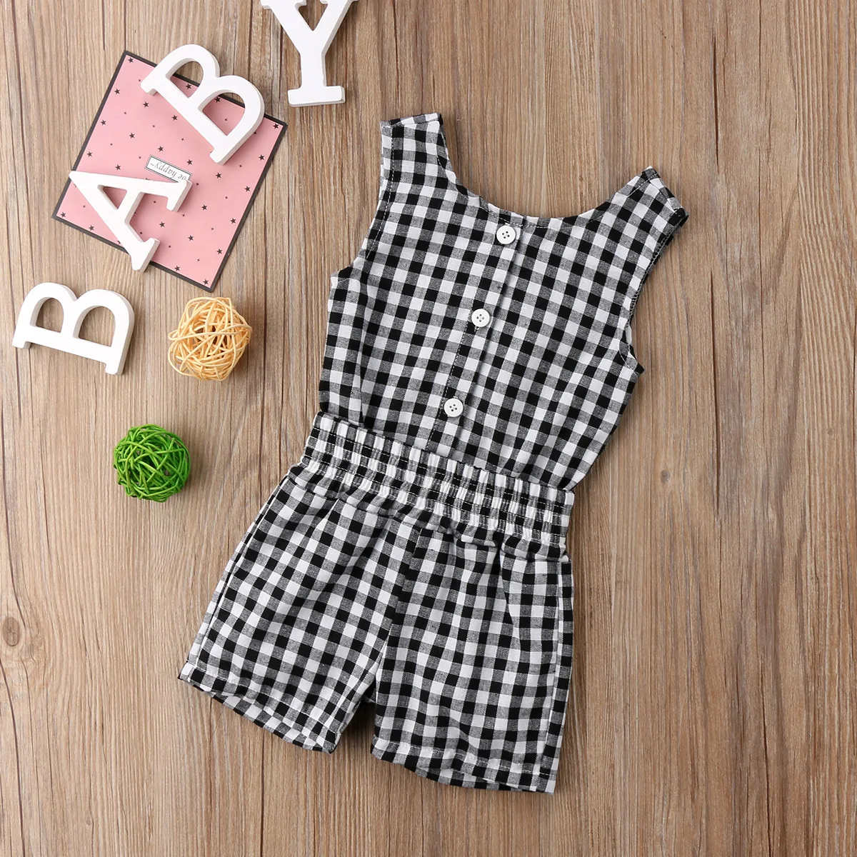 Pudcoco/новый детский комбинезон без рукавов для маленьких девочек Модный клетчатый