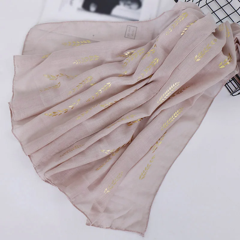 light pink Женские мерсеризованные хлопковые Тонкие шарфы хиджаб мусульманский тюрбан длинный шаль на голову мерцающий золотой пшеницы мусульманская скромность обертывание 180x70 см - Цвет: light pink