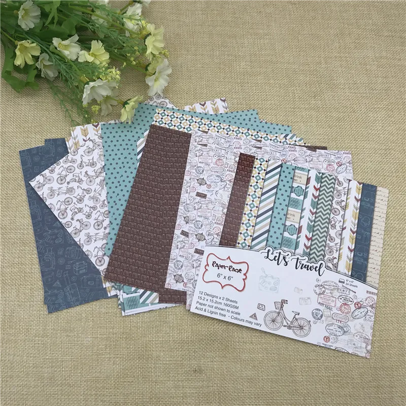 24 sheet 6&quotX6&quottravel of the flower patterned paper Scrapbooking pack handmade craft Background pad | Дом и сад