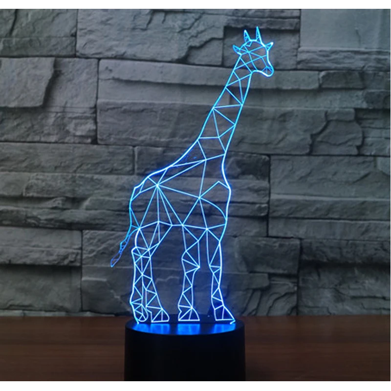 3D LED ночник пазл Жираф Олень с 7 видов цветов свет для украшения дома лампа