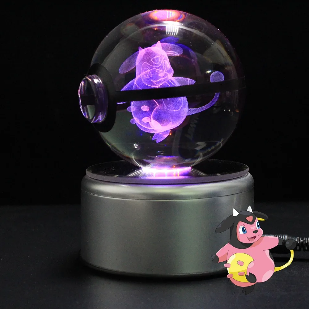 Светодиодный ночной Светильник 3D Pokemon Go настольная лампа Pokeball miltank рис для малышей и детей постарше, подарок на Рождество
