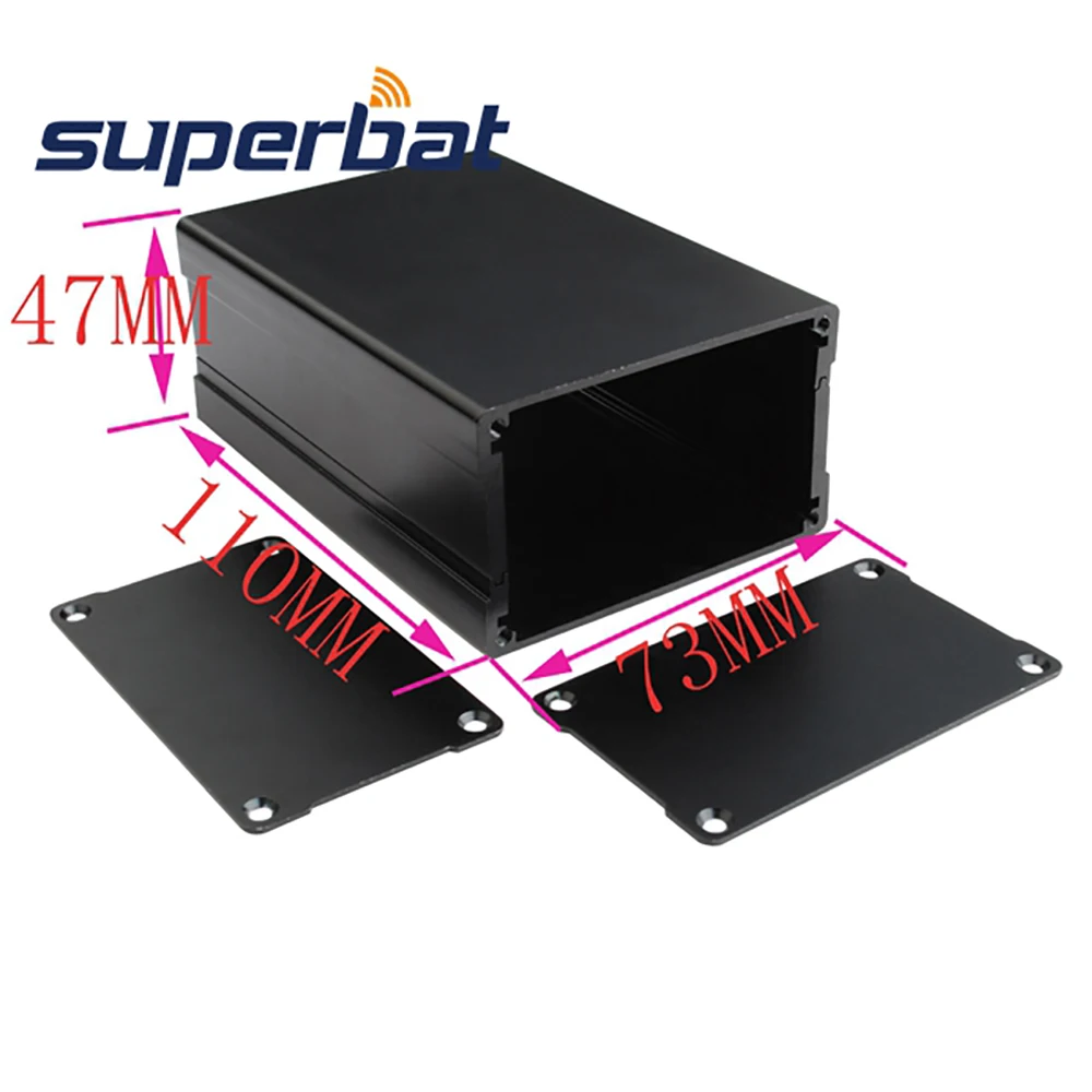Superbat 1.81&quot*2.99&quot*4.33&quot Al Black Junction Box Extruded Aluminum Enclosure Case Electronic Instrument PCB 46*76*110mm (H*W*L) |