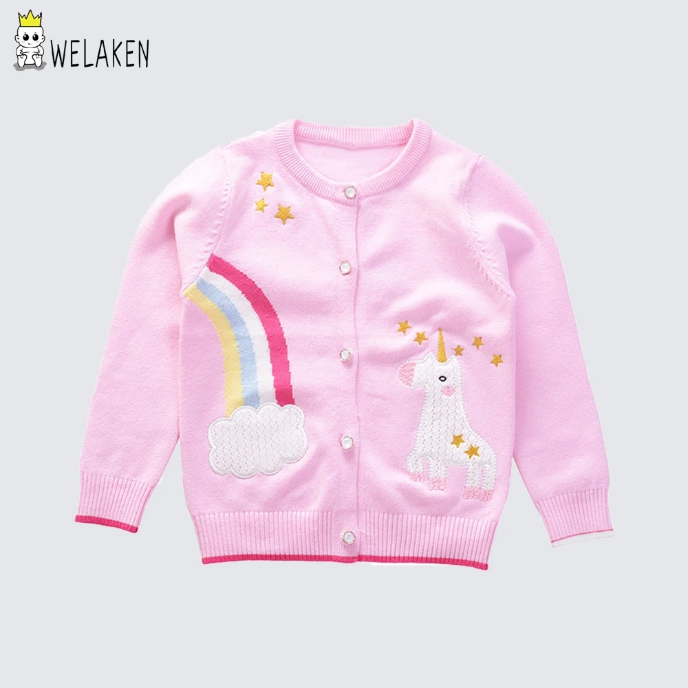 Welaken/Лидер продаж года; толстовка для маленьких девочек наивысшего качества; осенняя одежда с длинными рукавами для девочек с рисунком радуги; одежда для детей