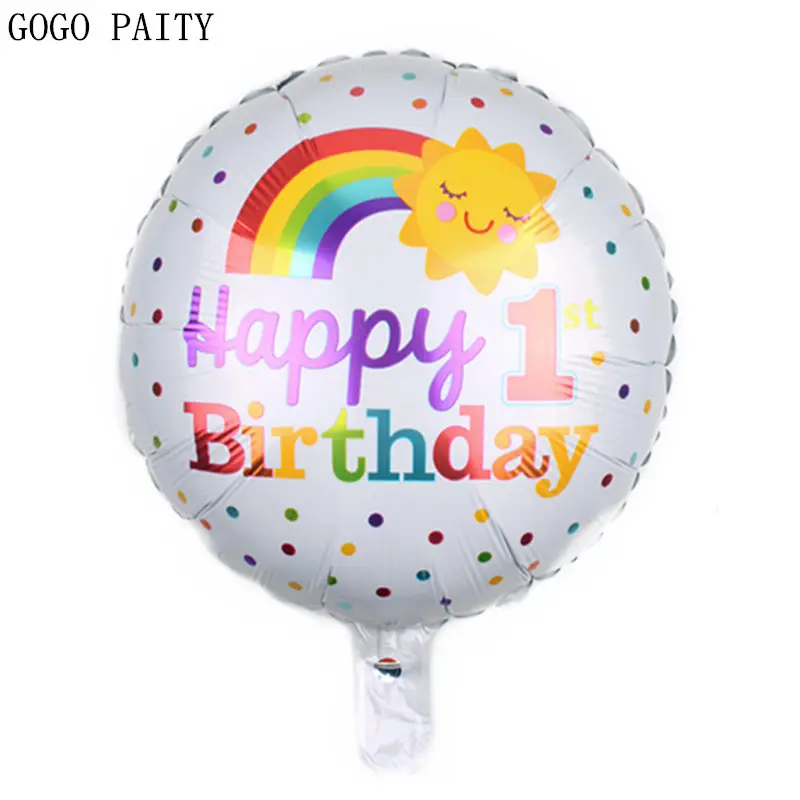 GOGO PAITY Новый 18 дюймовый Круглый Радужный смайлик с днем рождения алюминиевый шар