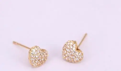 Gold Color 10 пар ZYZ177-8378 модные золотые серебряные черные серьги в форме сердца микро проложить прозрачный CZ Циркон серьги гвоздики для женщин ювелирные изделия подарок - Окраска металла: Gold Color