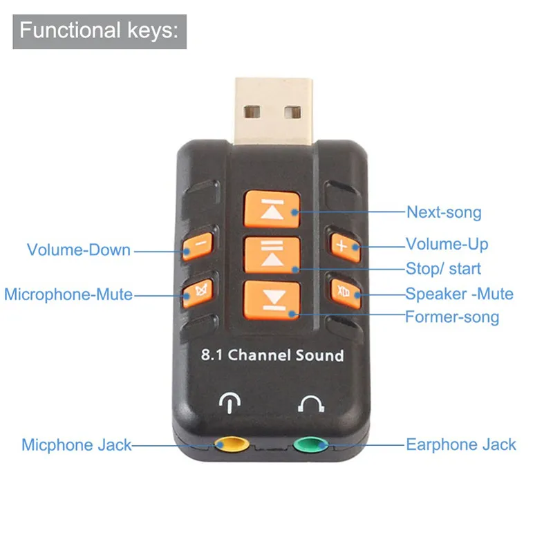 Звуковая карта USB 8 1 канала виртуальный аудио адаптер усилительный корпус белые и