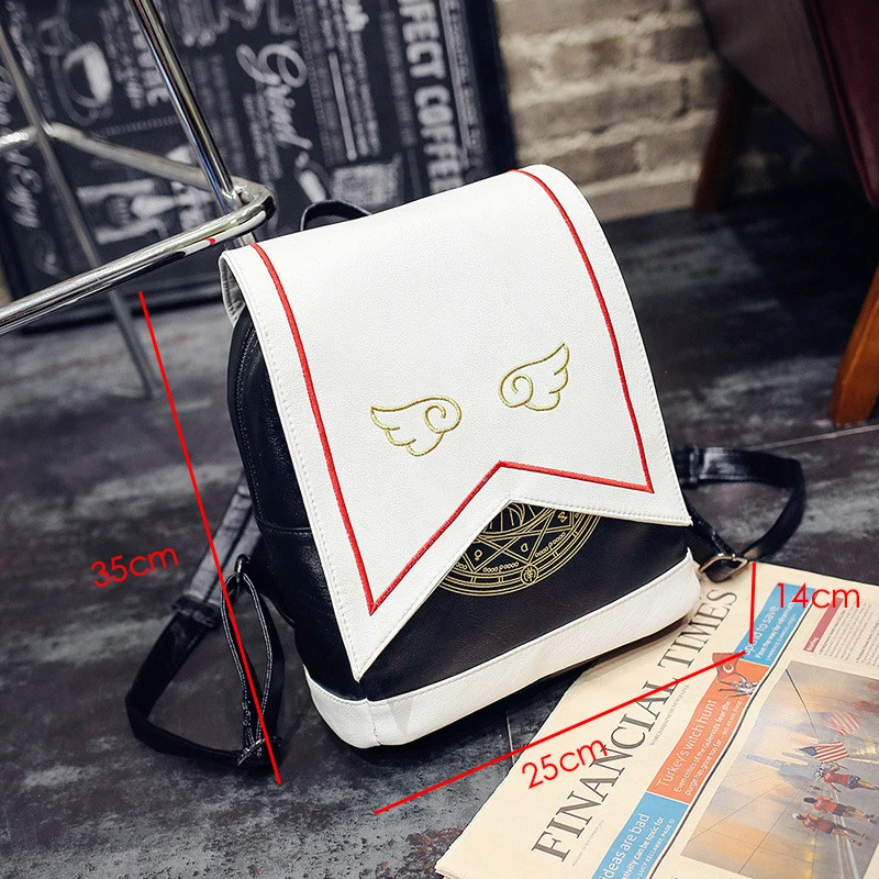 Женский рюкзак с вышитыми крыльями в японском стиле мультипликационными