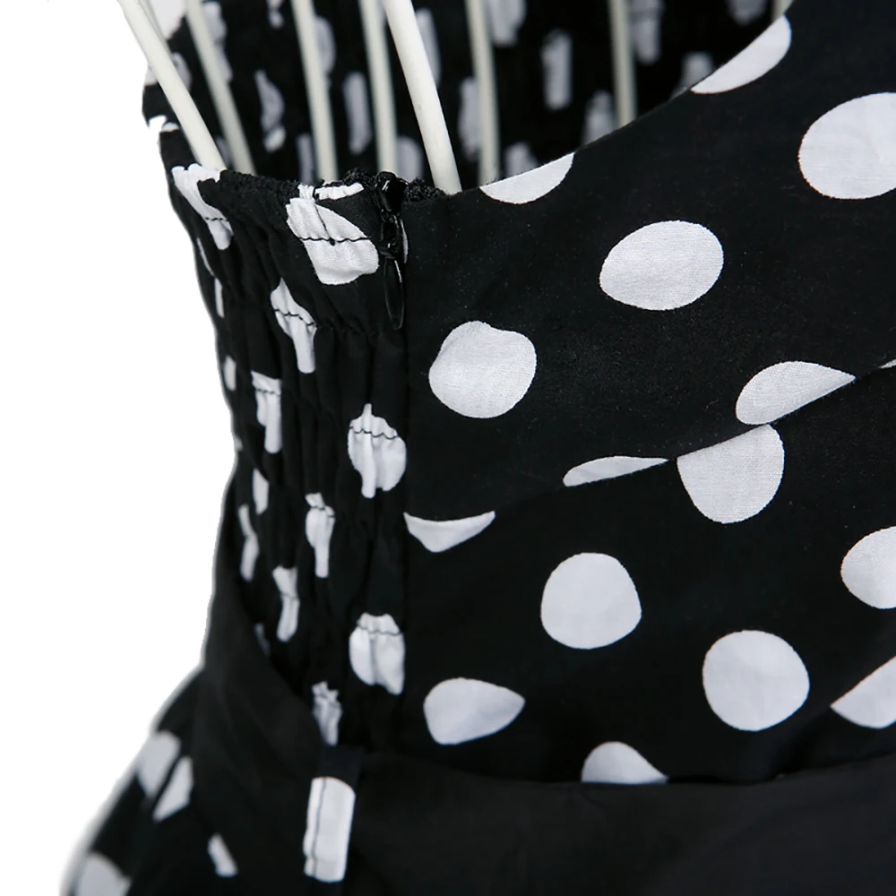 Женское платье без рукавов Candow хлопковое в красный и черный горошек богемном