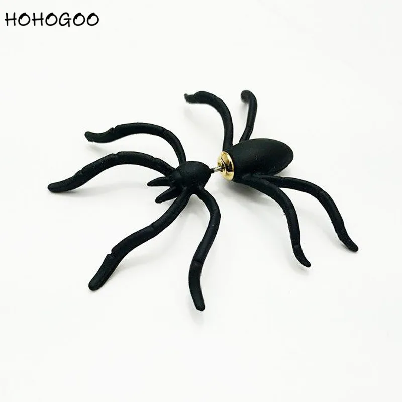 HOHOGOO 1 шт. 3D жуткий Черный Паук Серьги гвоздики для Хэллоуина вечерние пугающие
