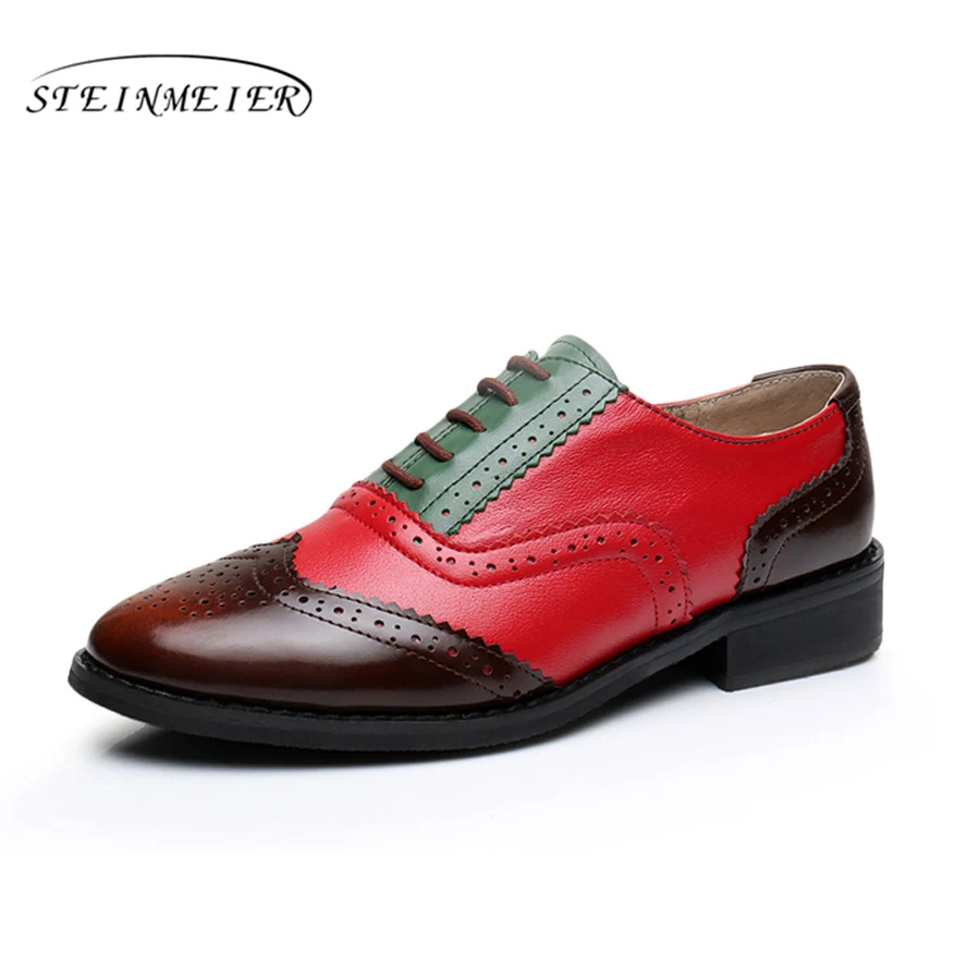 

Women oxford shoes genuine leather flats brown handmade flat shoes lace up vintage oxfords shoes for women with fur 2020 spring