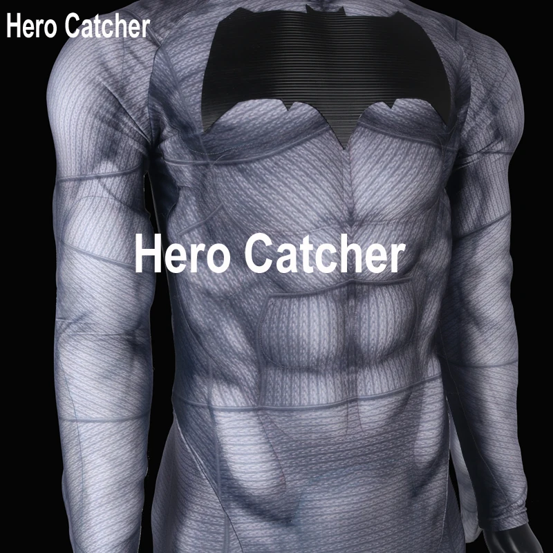 Герой Catcher Одежда высшего качества подкладка для мышц костюм Бэтмена, косплей с тисненым логотипом Бэтмен костюм спандекс