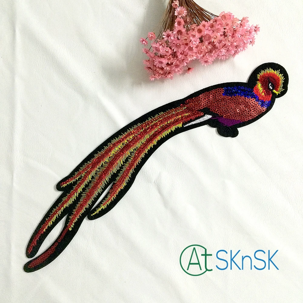 Нашивка сделай сам с длинным хвостом в виде птицы модная вышивка попугая