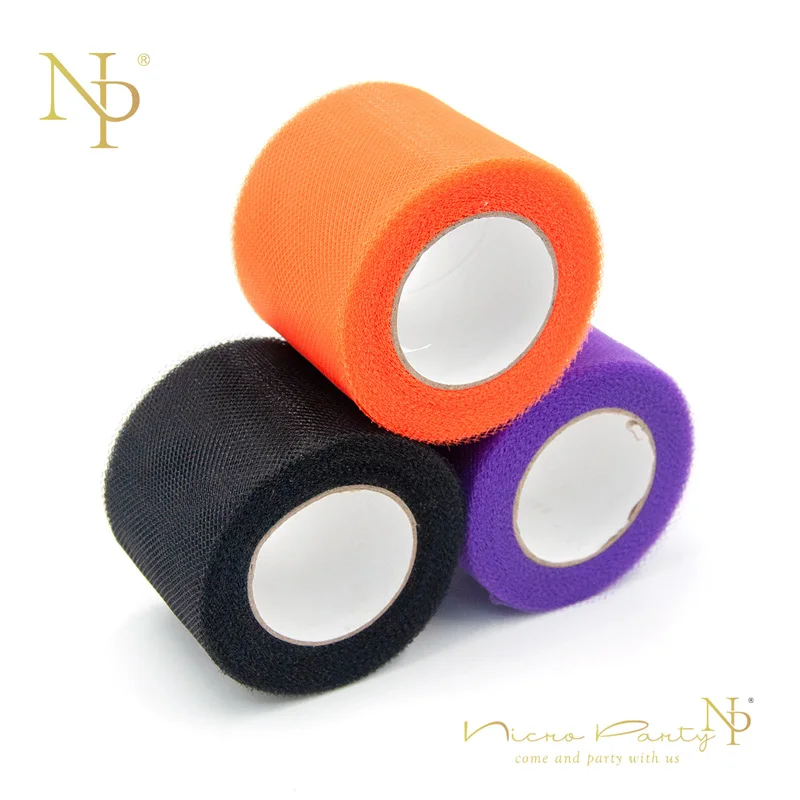 Nicro 3 шт./компл. 25 ярдов для Хэллоуина, черный, оранжевый, фиолетовый, рулон тюля юбка-пачка сделай сам/День Святого Валентина Декор украшение дома вечерние# Tul12