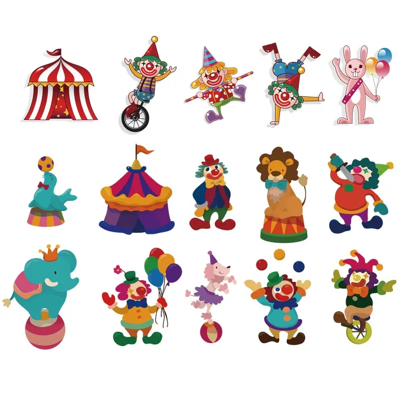 15 шт./лот забавные мини патчи Цирк для самостоятельной сборки моющаяся Детская