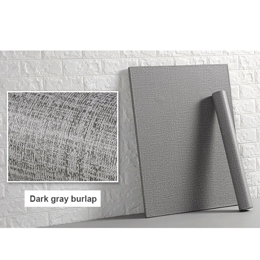 Dark gray burlap Современный Стиль Серый магазин одежды самоклеющиеся обои для гостиной настенные наклейки домашний декор сплошной цвет водонепроницаемый стикер на стену - Цвет: Dark gray burlap