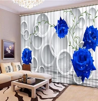 new custom 3d beautiful printed curtain blue rose circle blackout shade window curtains window curtain living room