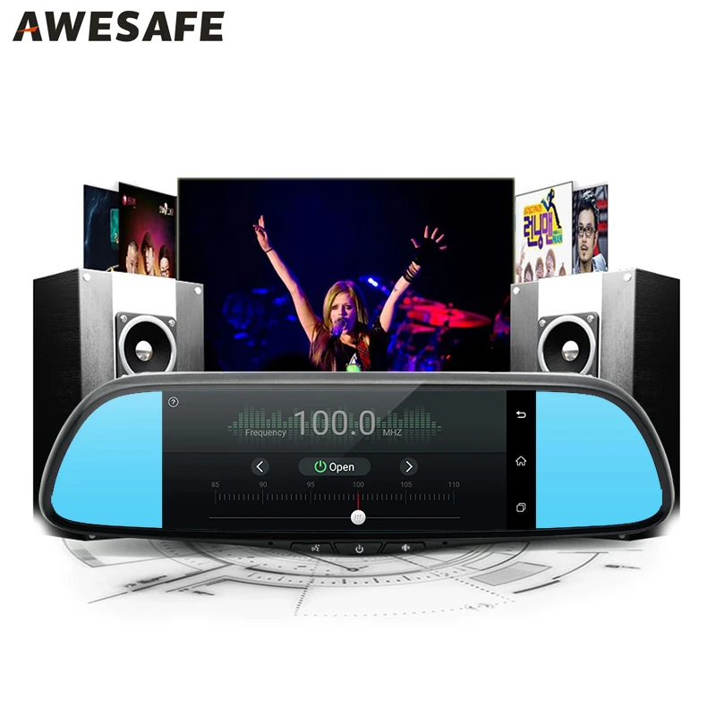 Awesafe специальные 3 г автомобиля Зеркало заднего вида DVR Камера 7 &quotAndroid GPS