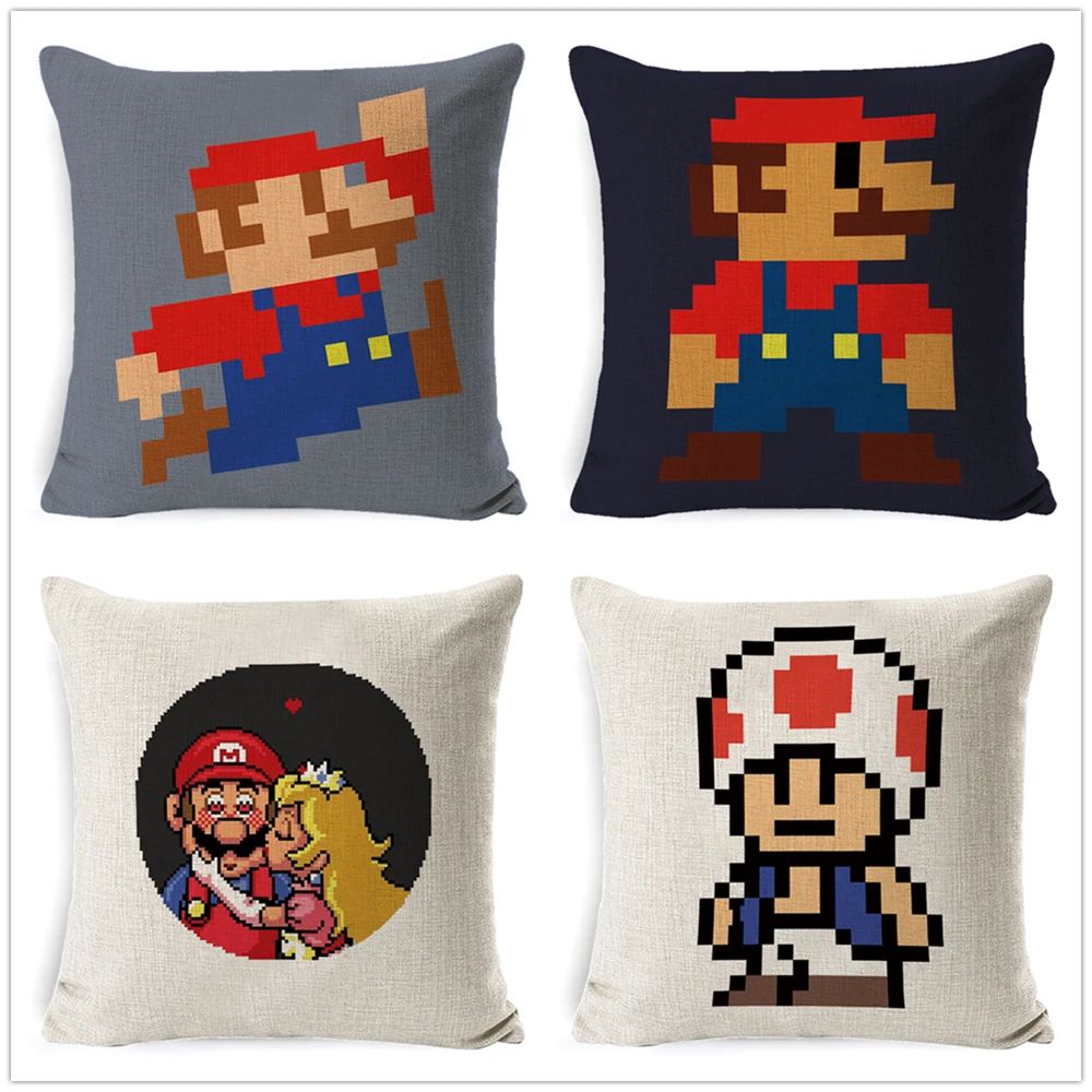 Fokusent Mario подушки на тему &quotлюбовь&quot Детство игры Мультяшные классические пледы