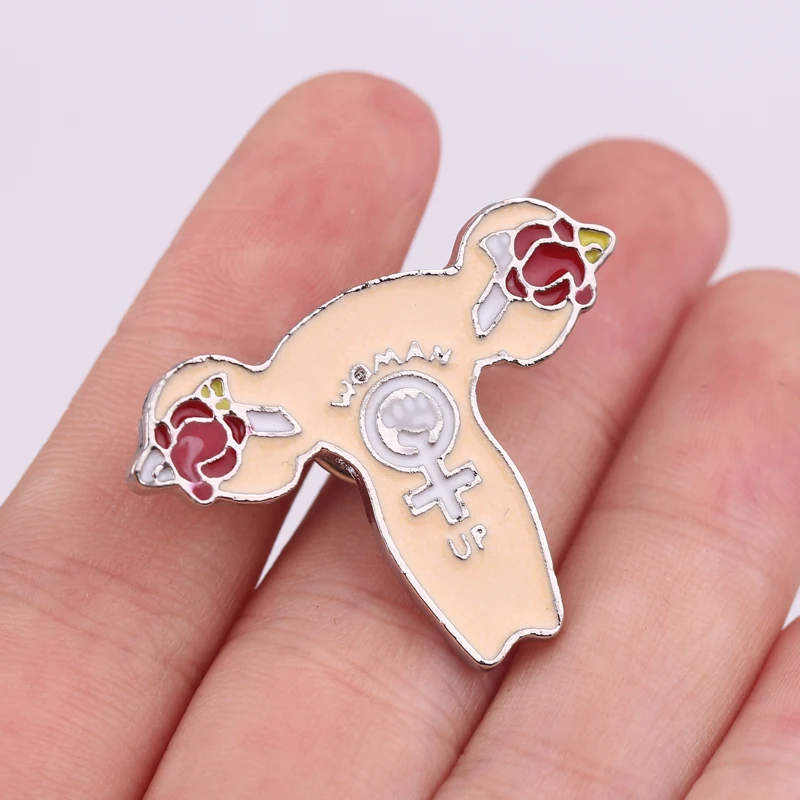 Оптовая продажа 10 шт./лот Cuterus pin матки эмали штырь роза цветок броши для женщин