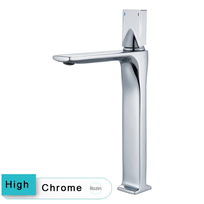 High Chrome Смесители для раковины, черный бронзовый кран для ванной комнаты, кран для горячей и холодной воды, смеситель для раковины, хромированный латунный кран для туалетной раковины - Цвет: High Chrome
