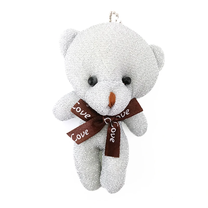 12 см Блестящая лента милый медведь набивная плюшевая игрушка мягкая милая кукла