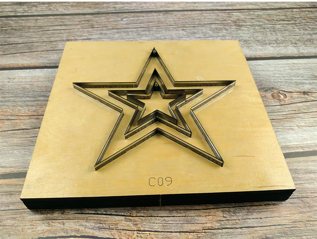 Японское стальное лезвие деревянный штамп пятиконечная звезда выдолбленная