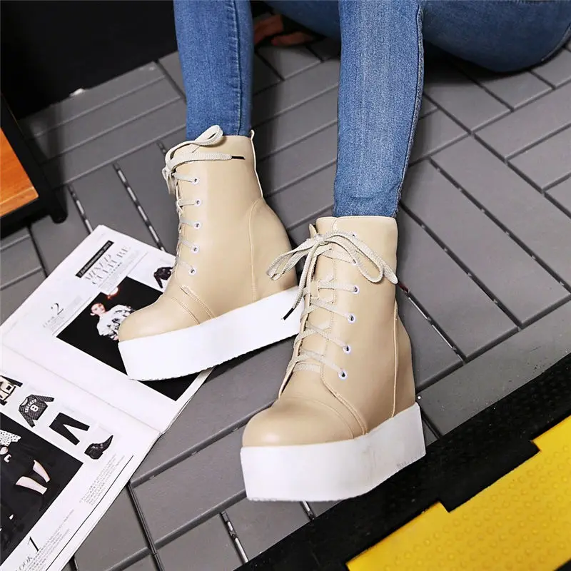 2017 Женщин Короткие Сапоги Ботинки Мартин Загрузки Плоский Каблук Высота